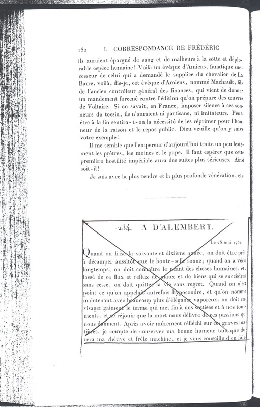 Lettre de D'Alembert à Frédéric II, 11 mai 1781 Lettre de D'Alembert à Frédéric II, 11 mai 1781