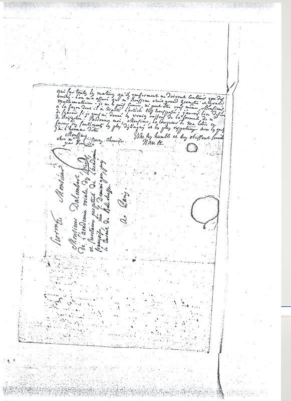 Lettre de Nau à D'Alembert, 4 mai 1772 Lettre de Nau à D'Alembert, 4 mai 1772