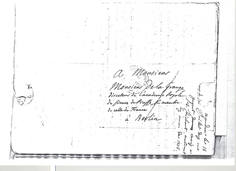 Lettre de D'Alembert à Lagrange, 14 février 1777 Lettre de D'Alembert à Lagrange, 14 février 1777