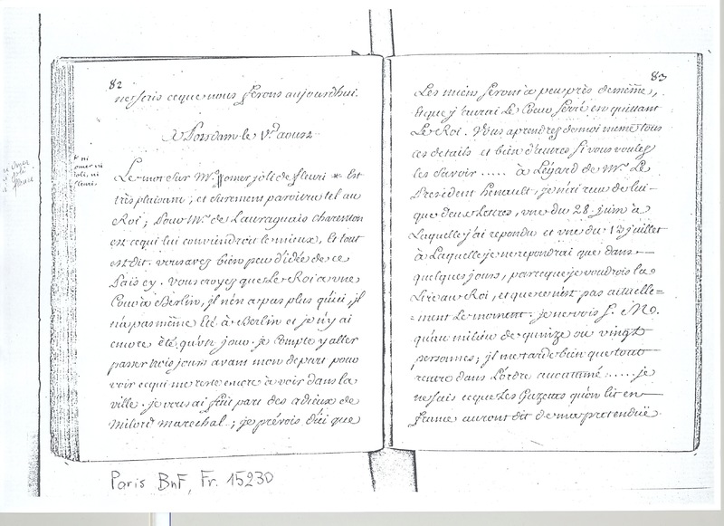 Lettre de D'Alembert à Mlle Lespinasse, 30 juillet 1763 Lettre de D'Alembert à Mlle Lespinasse, 30 juillet 1763