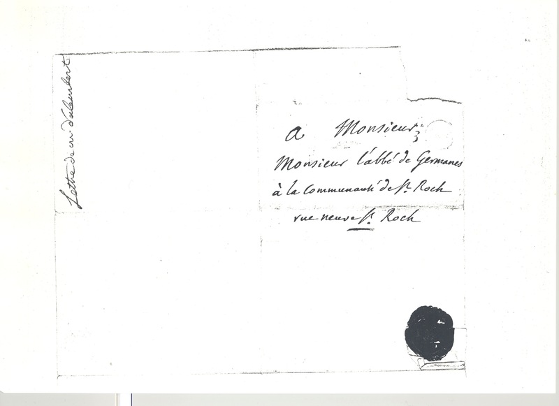Lettre de D'Alembert à Germanès, 3 octobre 1774 Lettre de D'Alembert à Germanès, 3 octobre 1774