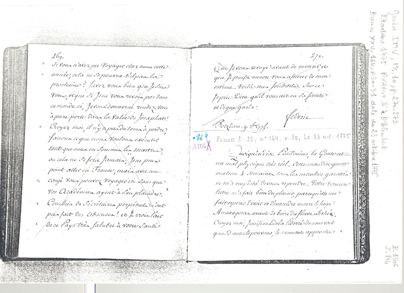 Lettre de Frédéric II à D'Alembert, 23 octobre 1775 Lettre de Frédéric II à D'Alembert, 23 octobre 1775