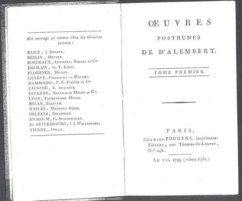 Lettre de D'Alembert à Tressan, juillet 1771 Lettre de D'Alembert à Tressan, juillet 1771