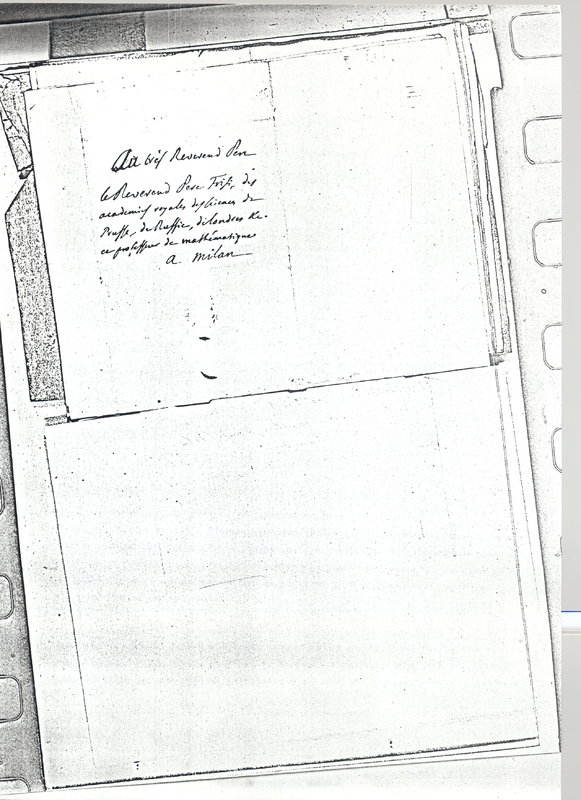 Lettre de D'Alembert à Frisi, 28 janvier 1769 Lettre de D'Alembert à Frisi, 28 janvier 1769