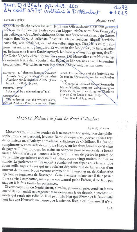 Lettre de Voltaire à D'Alembert, 24 août 1775 Lettre de Voltaire à D'Alembert, 24 août 1775