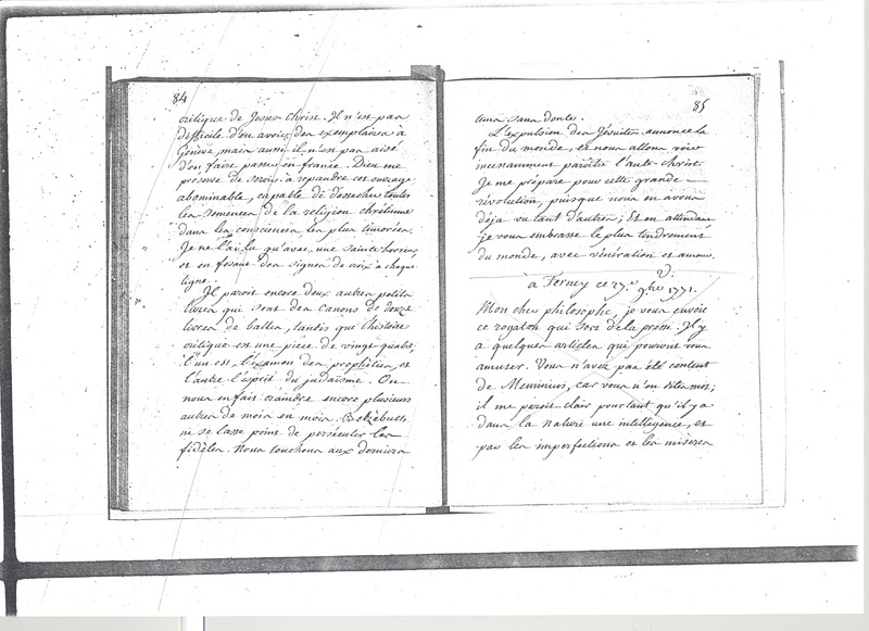 Lettre de Voltaire à D'Alembert, 14 novembre 1771 Lettre de Voltaire à D'Alembert, 14 novembre 1771