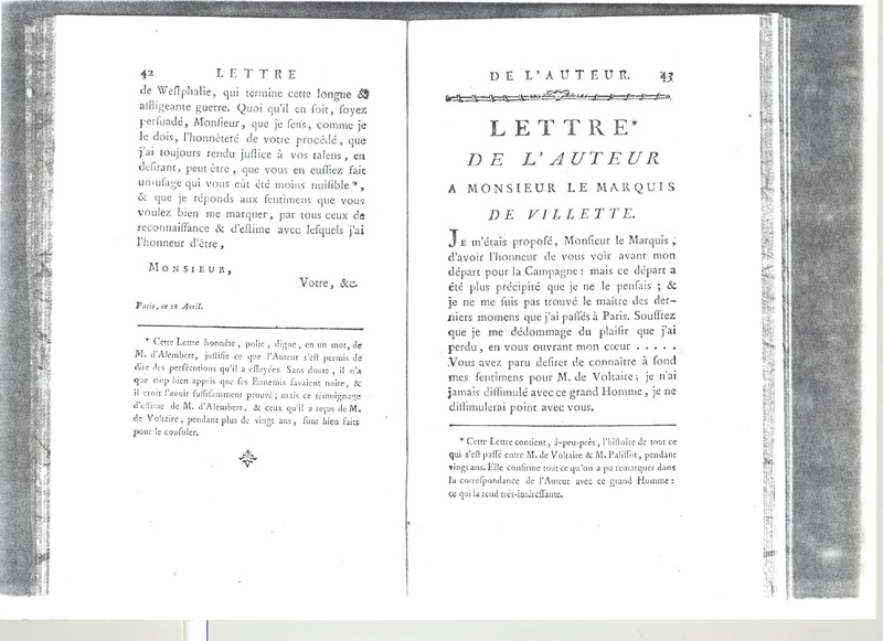 Lettre de D'Alembert à Palissot, 28 avril 1778 Lettre de D'Alembert à Palissot, 28 avril 1778
