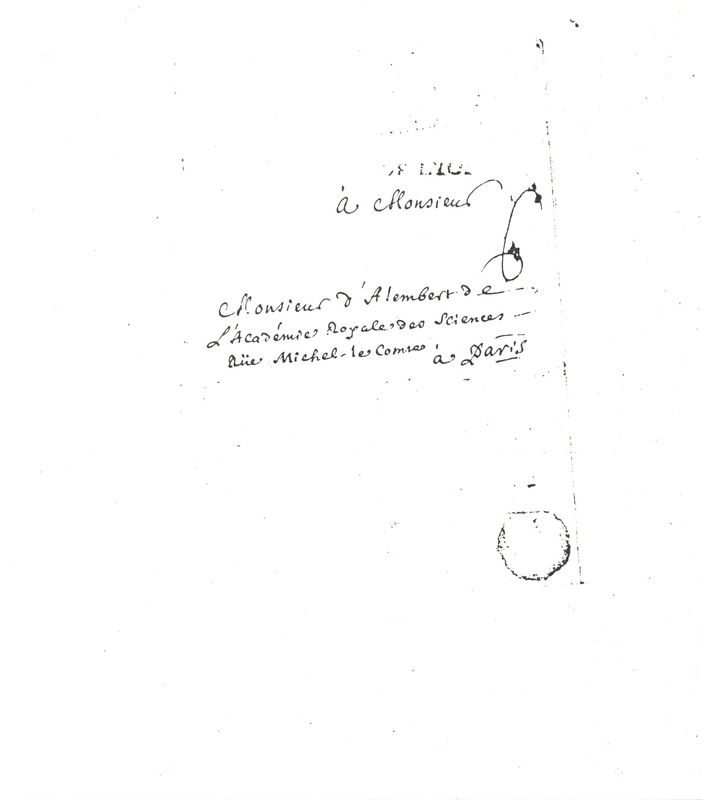 Lettre de Beraud à D'Alembert, 21 février 1755 Lettre de Beraud à D'Alembert, 21 février 1755