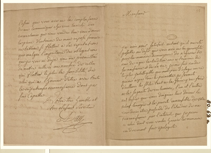 Lettre de Adam à D'Alembert, 1780