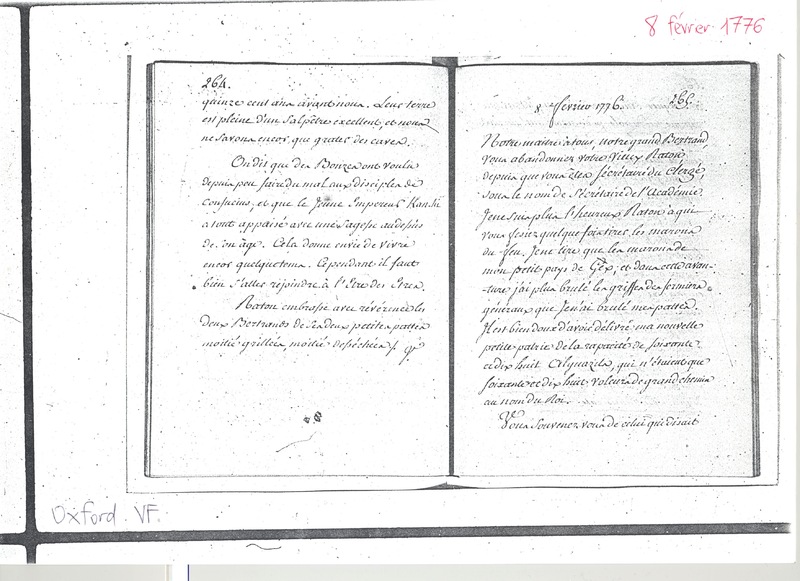 Lettre de Voltaire à D'Alembert, 8 février 1776 Lettre de Voltaire à D'Alembert, 8 février 1776