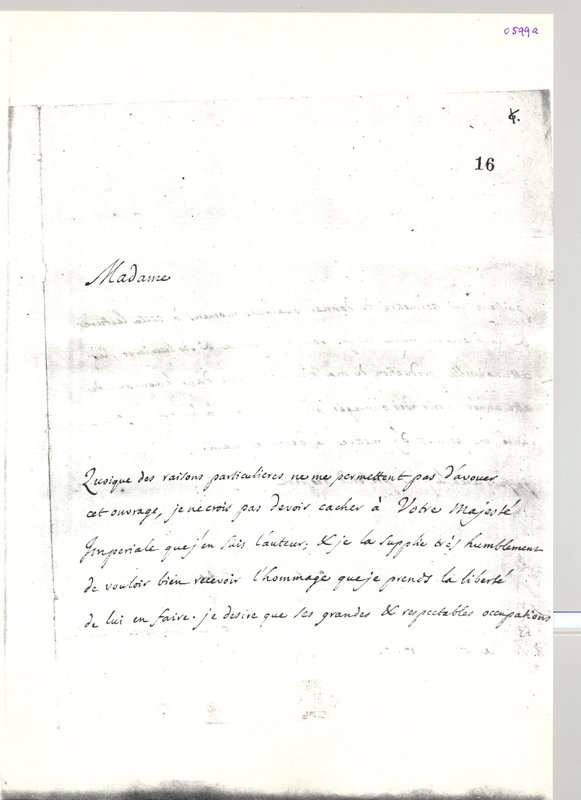 Lettre de D'Alembert à Catherine II, 15 avril 1765 Lettre de D'Alembert à Catherine II, 15 avril 1765