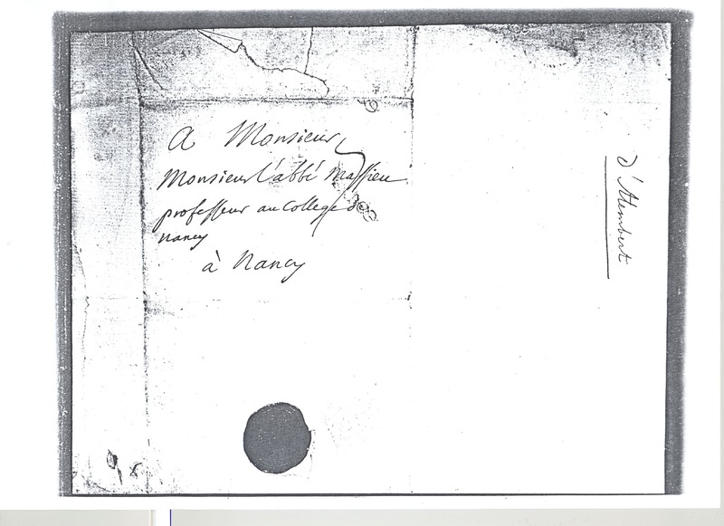 Lettre de D'Alembert à Massieu, 5 janvier 1776 Lettre de D'Alembert à Massieu, 5 janvier 1776