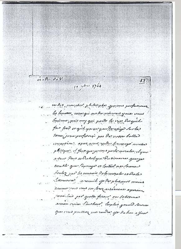 Lettre de Voltaire à D'Alembert, 19 septembre 1764