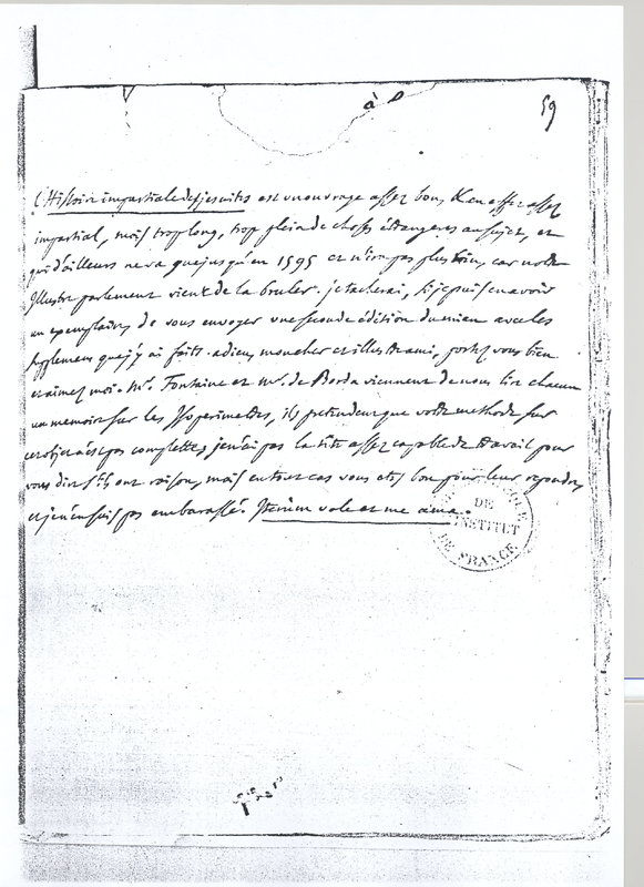 Lettre de D'Alembert à Lagrange, 21 mars 1768 Lettre de D'Alembert à Lagrange, 21 mars 1768