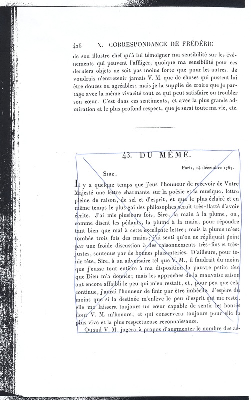 Lettre de D'Alembert à Frédéric II, 15 septembre 1767 Lettre de D'Alembert à Frédéric II, 15 septembre 1767