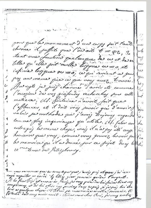 Lettre de Lagrange à D'Alembert, 25 mai 1767 Lettre de Lagrange à D'Alembert, 25 mai 1767