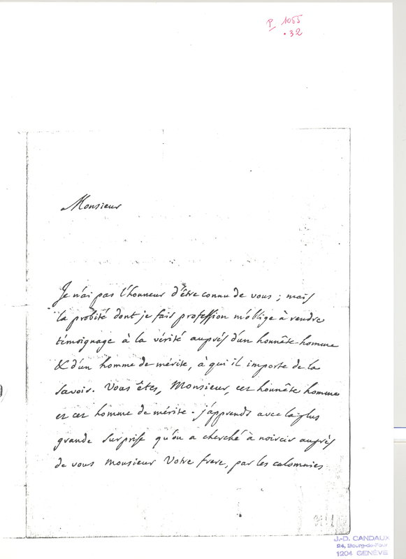 Lettre de D'Alembert à Van Der Meersch, 7 juillet 1770 Lettre de D'Alembert à Van Der Meersch, 7 juillet 1770