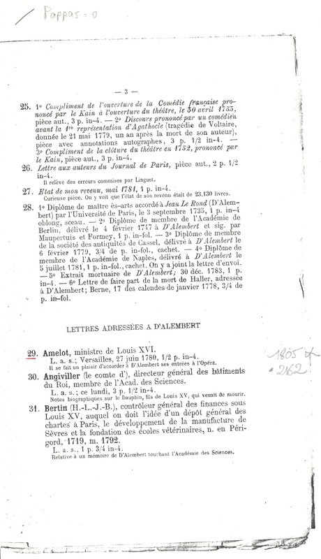 Lettre de Amelot de Chaillou à D'Alembert, 27 juin 1780