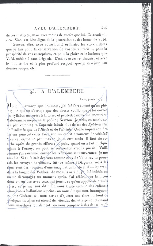 Lettre de D'Alembert à Frédéric II, 3 janvier 1771 Lettre de D'Alembert à Frédéric II, 3 janvier 1771