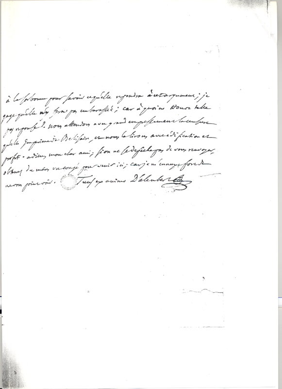 Lettre de D'Alembert à Hume David, 13 juillet 1767 Lettre de D'Alembert à Hume David, 13 juillet 1767
