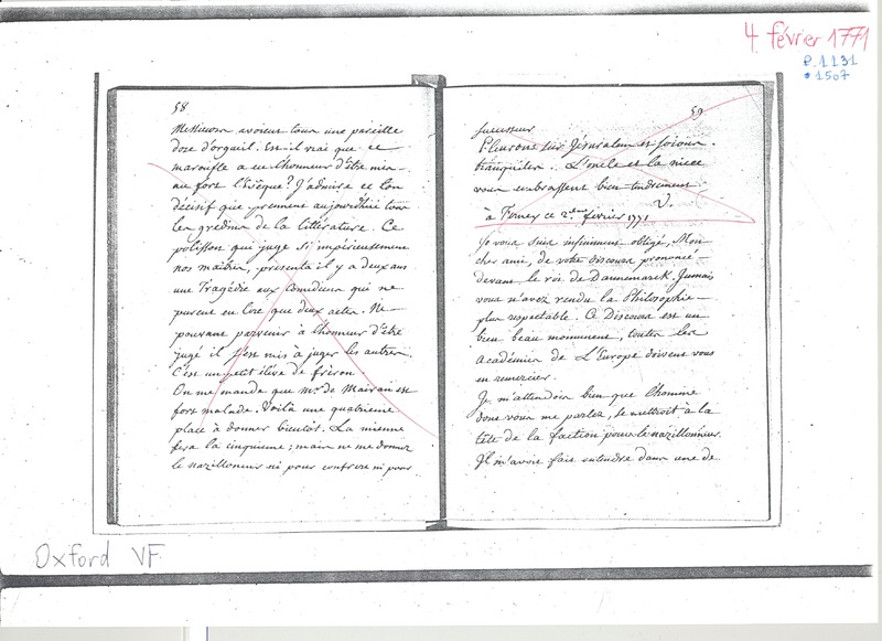 Lettre de Voltaire à D'Alembert, 4 février 1771 Lettre de Voltaire à D'Alembert, 4 février 1771