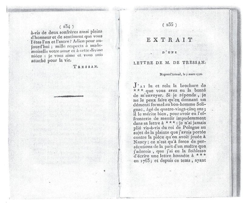 Lettre de Tressan à D'Alembert, 7 mars 1770 Lettre de Tressan à D'Alembert, 7 mars 1770