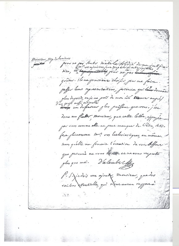 Lettre de D'Alembert à Tronchin, 6 janvier 1758 Lettre de D'Alembert à Tronchin, 6 janvier 1758