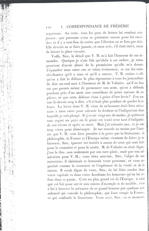 Lettre de D'Alembert à Frédéric II, 30 juin 1778 Lettre de D'Alembert à Frédéric II, 30 juin 1778