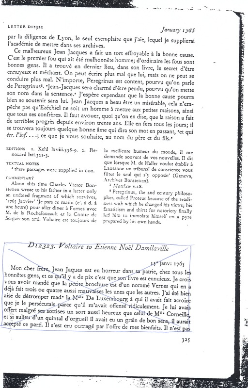 Lettre de Voltaire à D'Alembert, 15 janvier 1765 Lettre de Voltaire à D'Alembert, 15 janvier 1765