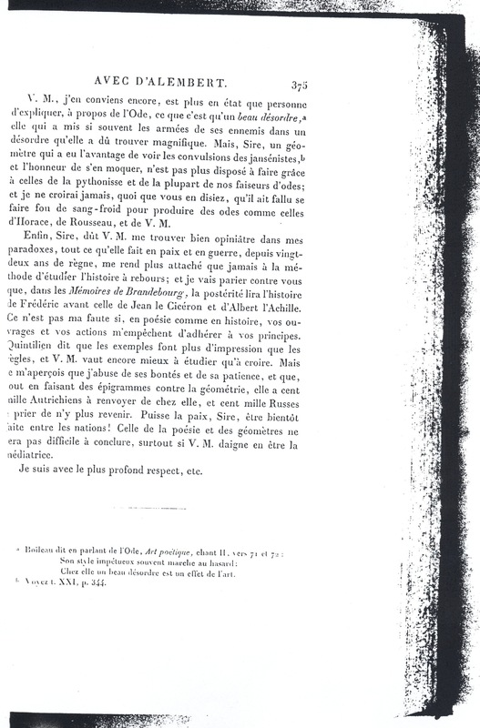 Lettre de D'Alembert à Frédéric II, 27 mai 1762 Lettre de D'Alembert à Frédéric II, 27 mai 1762