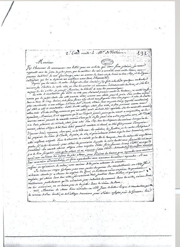 Lettre de Ribotte Charon à D'Alembert, 16 décembre 1766 Lettre de Ribotte Charon à D'Alembert, 16 décembre 1766