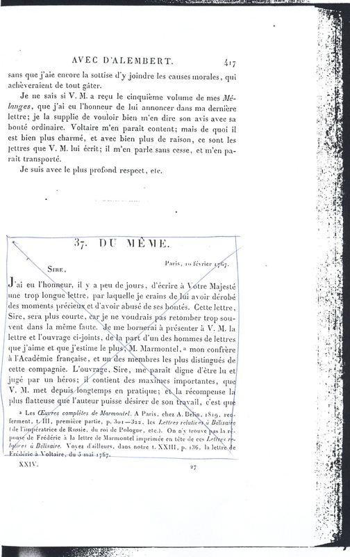 Lettre de D'Alembert à Frédéric II, 6 février 1767