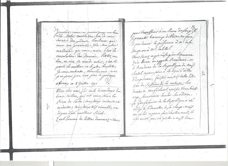 Lettre de Voltaire à D'Alembert, 8 juillet 1771 Lettre de Voltaire à D'Alembert, 8 juillet 1771