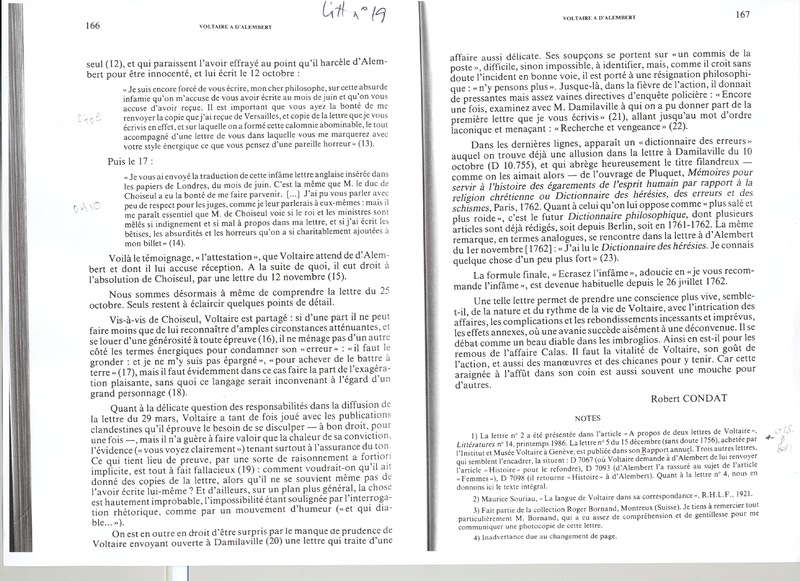 Lettre de Voltaire à D'Alembert, 25 octobre 1762 Lettre de Voltaire à D'Alembert, 25 octobre 1762