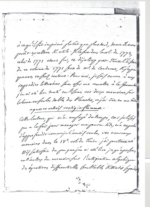 Lettre de D'Alembert à Lagrange, 25 avril 1774 Lettre de D'Alembert à Lagrange, 25 avril 1774