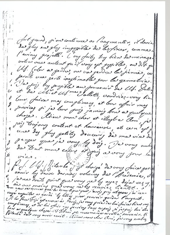 Lettre de Lagrange à D'Alembert, 25 mai 1767 Lettre de Lagrange à D'Alembert, 25 mai 1767