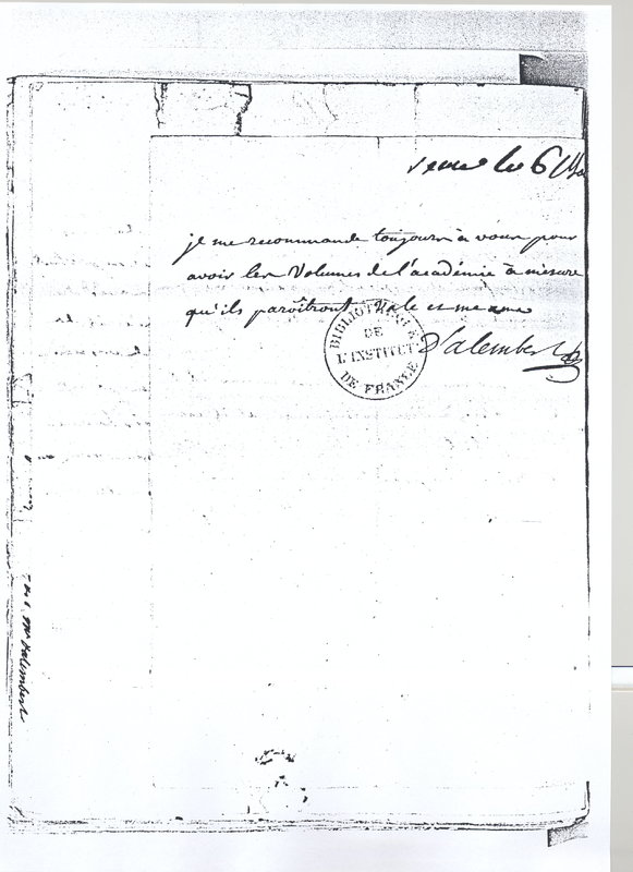 Lettre de D'Alembert à Lagrange, 24 avril 1767 Lettre de D'Alembert à Lagrange, 24 avril 1767