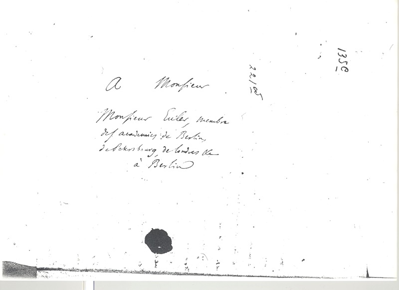 Lettre de D'Alembert à Euler Leonhard, 10 septembre 1751 Lettre de D'Alembert à Euler Leonhard, 10 septembre 1751