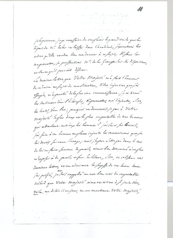 Lettre de D'Alembert à Frédéric II, 29 mars 1766 Lettre de D'Alembert à Frédéric II, 29 mars 1766