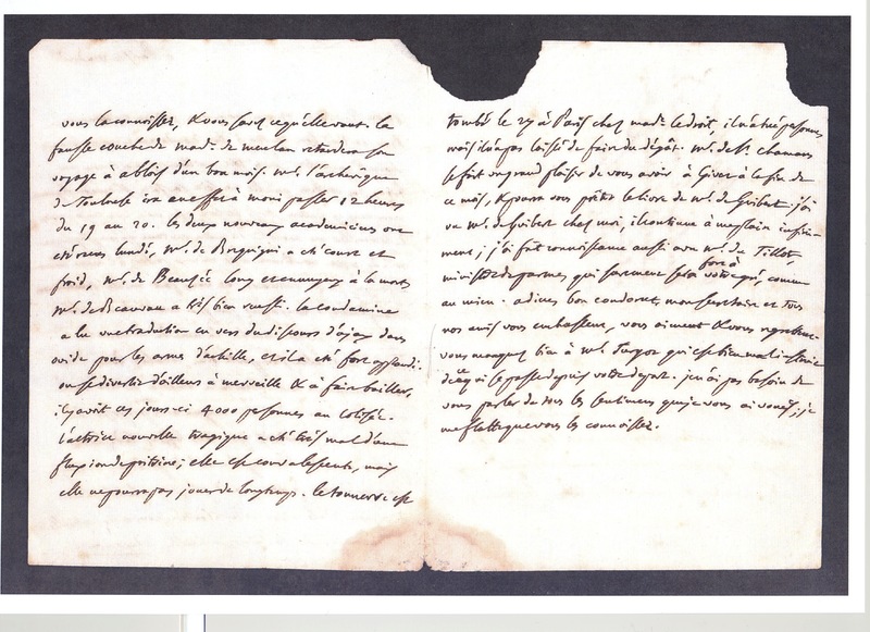 Lettre de Lespinasse dictant à D'Alembert à Condorcet, 10 juillet 1772 Lettre de Lespinasse dictant à D'Alembert à Condorcet, 10 juillet 1772