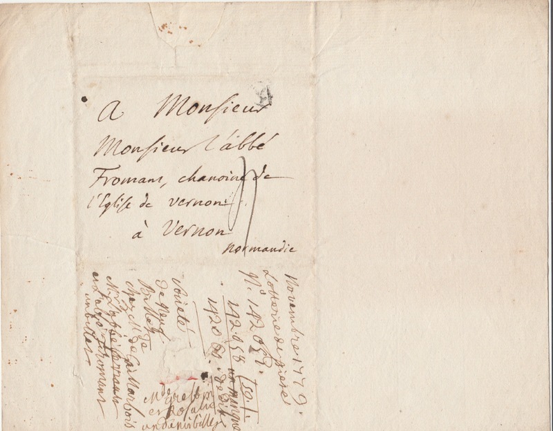 Lettre de D'Alembert à Fromant, 17 novembre 1779 Lettre de D'Alembert à Fromant, 17 novembre 1779