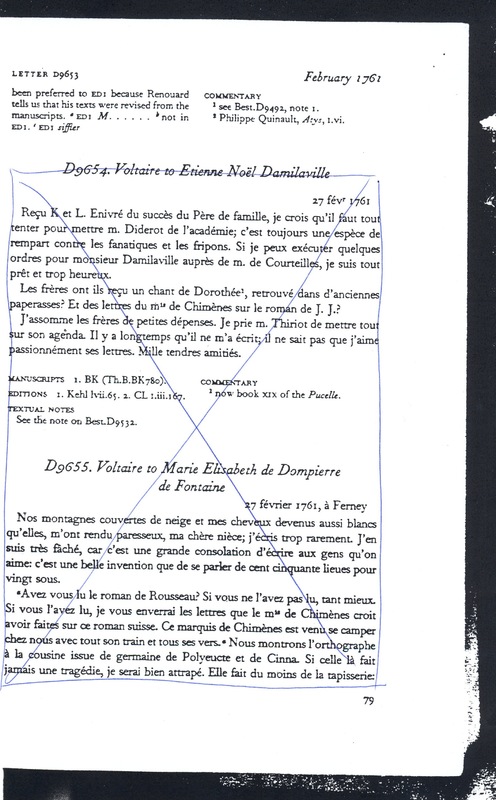 Lettre de Voltaire à D'Alembert, 27 février 1761 Lettre de Voltaire à D'Alembert, 27 février 1761