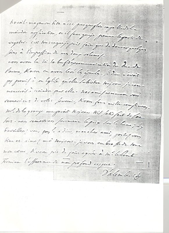 Lettre de D'Alembert à Frisi, 19 mars 1768 Lettre de D'Alembert à Frisi, 19 mars 1768