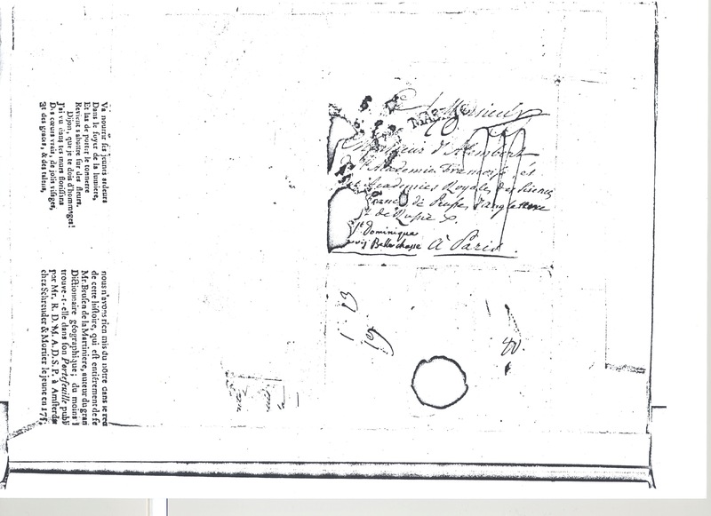 Lettre de Beguelin à D'Alembert, 10 août 1776 Lettre de Beguelin à D'Alembert, 10 août 1776