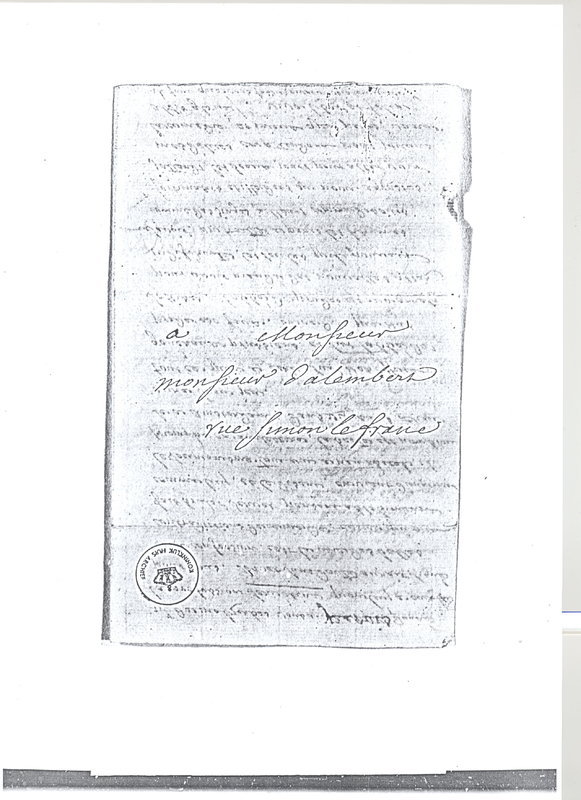 Lettre de Voltaire à D'Alembert, 26 février 1758 Lettre de Voltaire à D'Alembert, 26 février 1758
