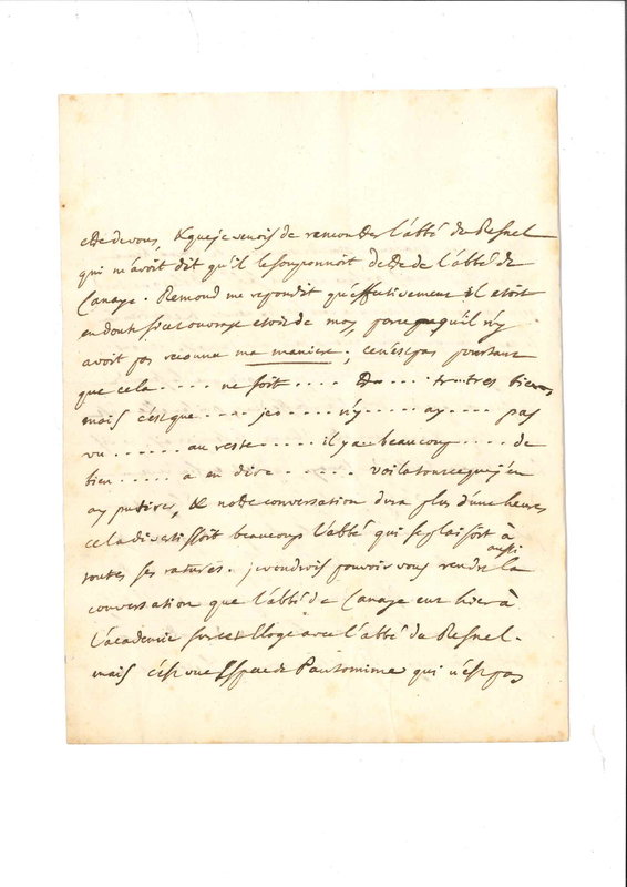Lettre de D'Alembert à Mme de Crequÿ (Froullay), février 1751 Lettre de D'Alembert à Mme de Crequÿ (Froullay), février 1751