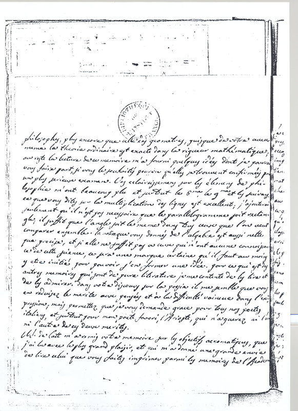 Lettre de Lagrange à D'Alembert, 23 février 1767 Lettre de Lagrange à D'Alembert, 23 février 1767