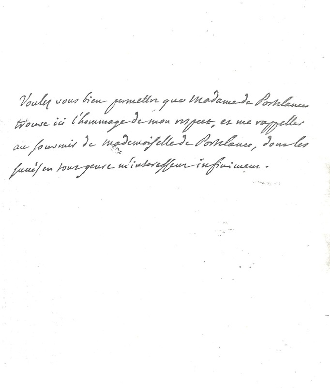 Lettre de D'Alembert à Portelance, 30 septembre 1781 Lettre de D'Alembert à Portelance, 30 septembre 1781