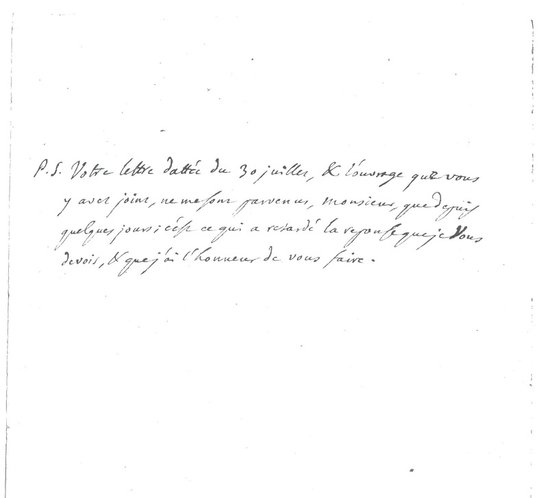 Lettre de D'Alembert à Non identifié, septembre 1777 Lettre de D'Alembert à Non identifié, septembre 1777
