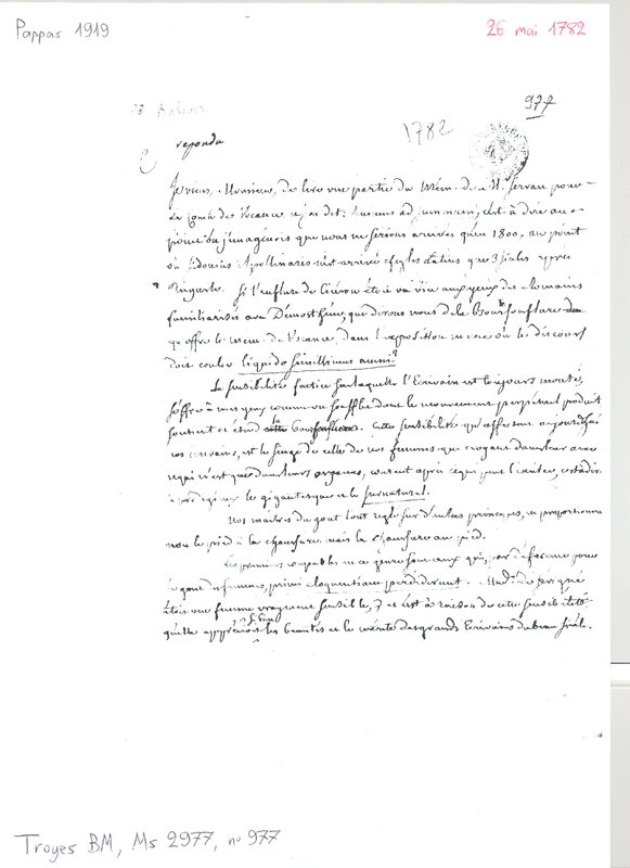 Lettre de Grosley à D'Alembert, 26 mai 1782 Lettre de Grosley à D'Alembert, 26 mai 1782